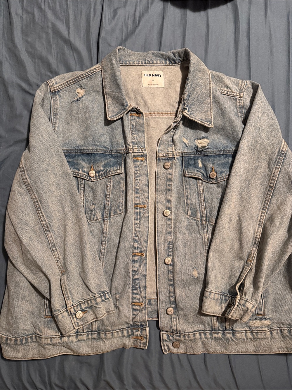 Old Navy Light Blue Distressed Denim Jacket